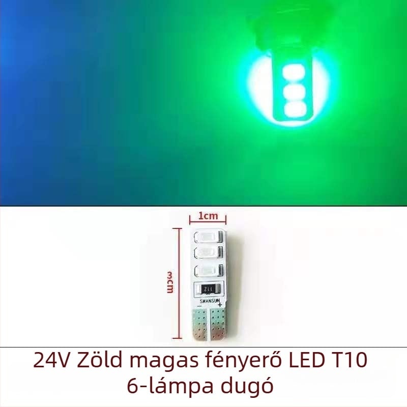 LED T10 beszúró buborék széles indikátor fény teherautókhoz, 12-24V, 3W, 0.2A, belső olvasó- és rendszámtábla világítás