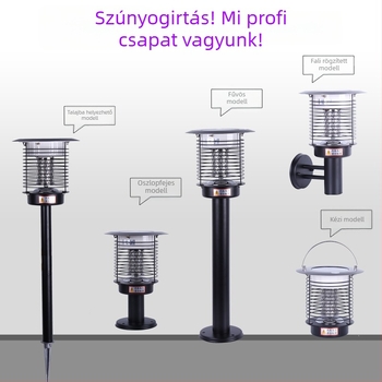 Napelemes kültéri LED szúnyogirtó lámpa, vízálló, 31–40 m² területre, 0–180°-ban állítható, rozsdamentes acél ház