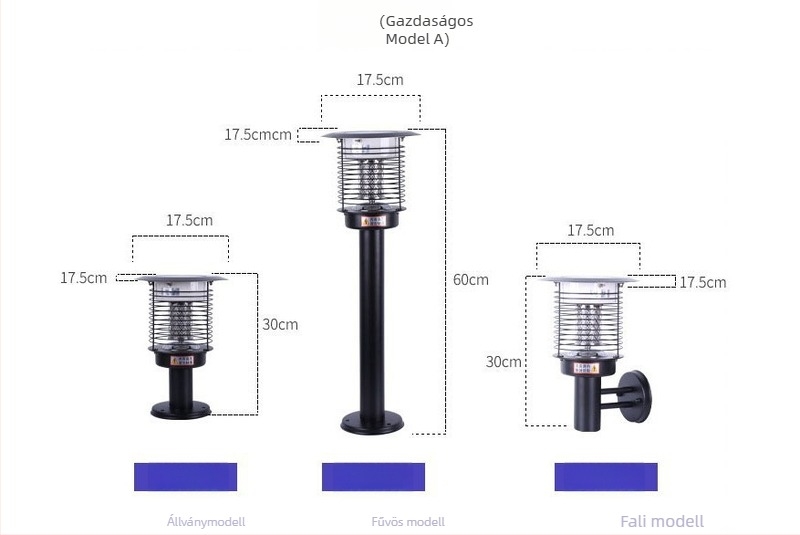 Napelemes kültéri LED szúnyogirtó lámpa, vízálló, 31–40 m² területre, 0–180°-ban állítható, rozsdamentes acél ház