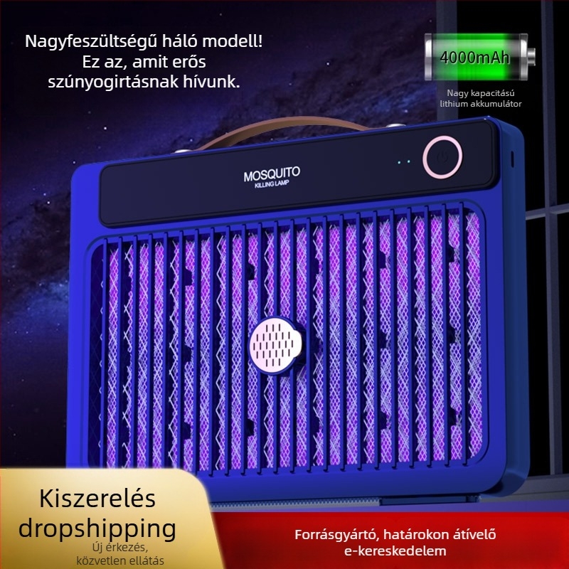 LED-es világítású elektromos szúnyogriasztó lámpa, beépített 1001–1600 mAh akkumulátorral, 41–60 m²-es területhez, üzemidő 6–8 óra