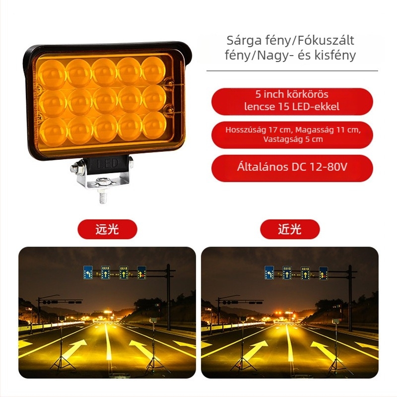 LED autó spotlámpa, univerzális illeszkedés, 400W, 12-80V, 5A, vízálló ház
