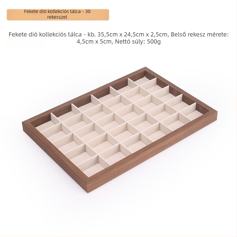 Ékszerkijelző doboz - mindent egyben, PVC, téglalap alakú, illesztési technika (egyszintes)
