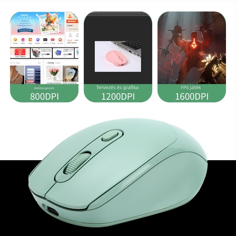 Tölthető kétüzemmódú vezeték nélküli egér, hangtalan működés, 1600 DPI, modell yy-01, 2.4G Bluetooth, kompatibil asztali számítógéppel és noteszgéppel