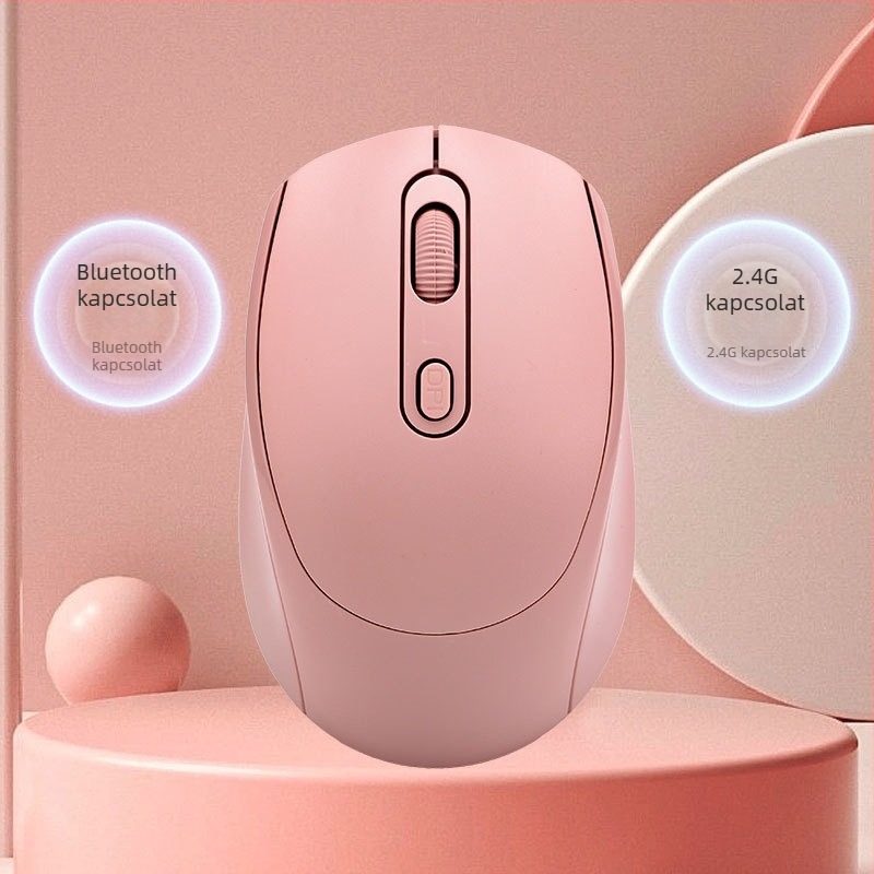 Tölthető kétüzemmódú vezeték nélküli egér, hangtalan működés, 1600 DPI, modell yy-01, 2.4G Bluetooth, kompatibil asztali számítógéppel és noteszgéppel