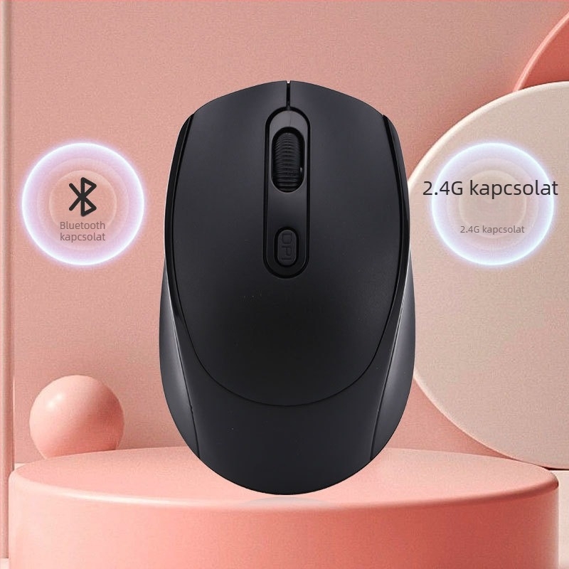 Tölthető kétüzemmódú vezeték nélküli egér, hangtalan működés, 1600 DPI, modell yy-01, 2.4G Bluetooth, kompatibil asztali számítógéppel és noteszgéppel