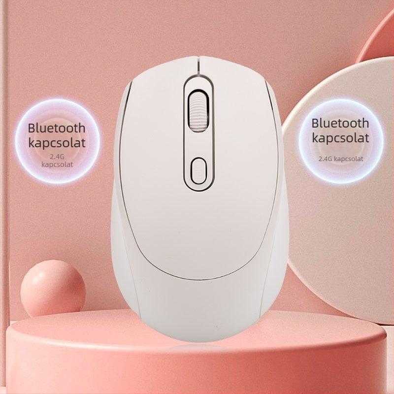 Tölthető kétüzemmódú vezeték nélküli egér, hangtalan működés, 1600 DPI, modell yy-01, 2.4G Bluetooth, kompatibil asztali számítógéppel és noteszgéppel