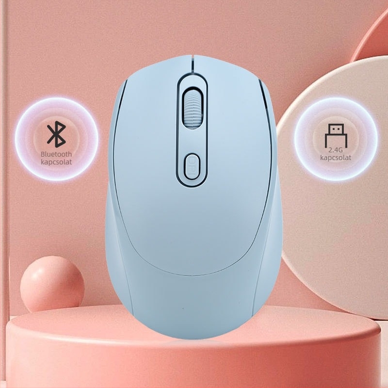 Tölthető kétüzemmódú vezeték nélküli egér, hangtalan működés, 1600 DPI, modell yy-01, 2.4G Bluetooth, kompatibil asztali számítógéppel és noteszgéppel