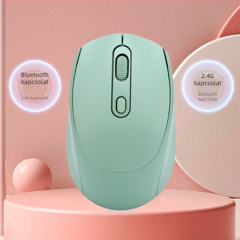 Tölthető kétüzemmódú vezeték nélküli egér, hangtalan működés, 1600 DPI, modell yy-01, 2.4G Bluetooth, kompatibil asztali számítógéppel és noteszgéppel