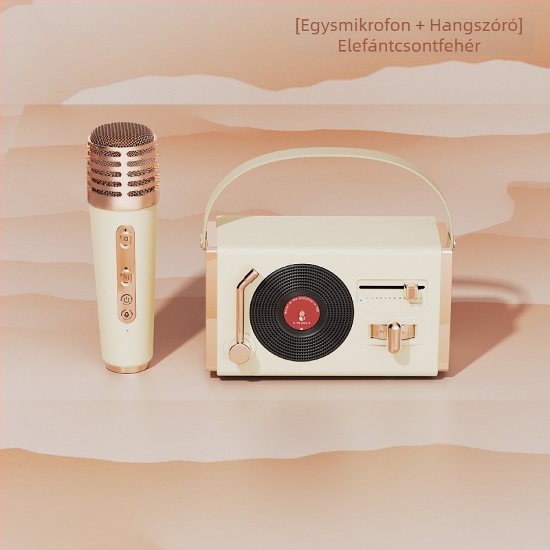 Retro Bluetooth hordozható hangszóró kültéri és beltéri használatra, Bluetooth 5.2, 5W kimenet, frekvencia-tartomány 100 Hz–20 kHz, SNR ≥70 dB, beépített akkumulátor