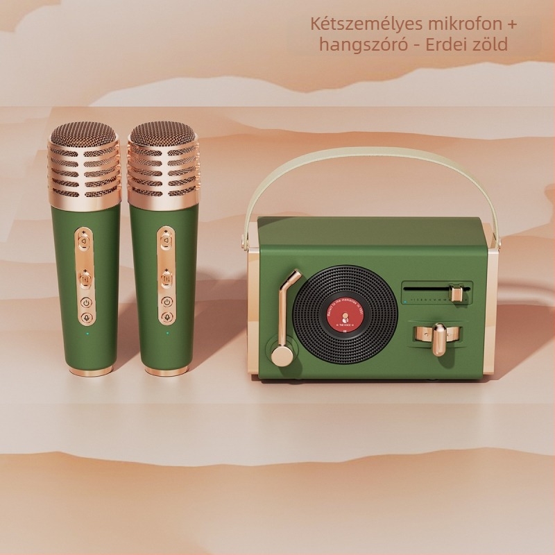 Retro Bluetooth hordozható hangszóró kültéri és beltéri használatra, Bluetooth 5.2, 5W kimenet, frekvencia-tartomány 100 Hz–20 kHz, SNR ≥70 dB, beépített akkumulátor