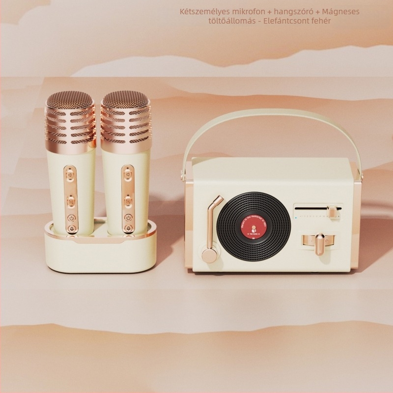 Retro Bluetooth hordozható hangszóró kültéri és beltéri használatra, Bluetooth 5.2, 5W kimenet, frekvencia-tartomány 100 Hz–20 kHz, SNR ≥70 dB, beépített akkumulátor