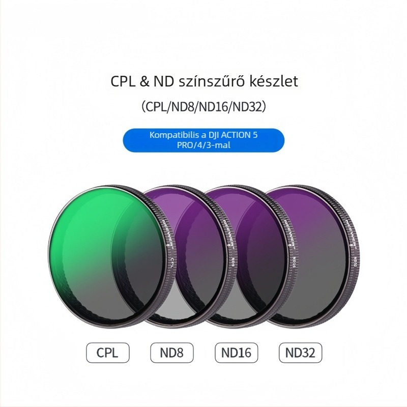 DJI Action 5 Pro/6/4 szűrő készlet: CPL üvegfiltr, NDUV szűrő, gyorskioldó mágneses lencsevédő