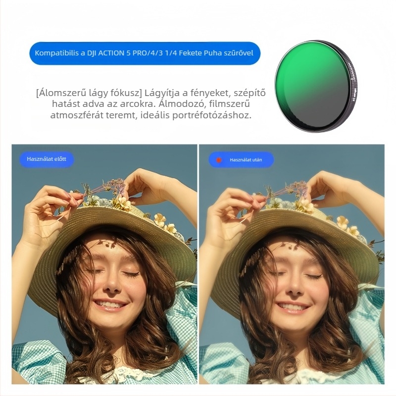 DJI Action 5 Pro/6/4 szűrő készlet: CPL üvegfiltr, NDUV szűrő, gyorskioldó mágneses lencsevédő