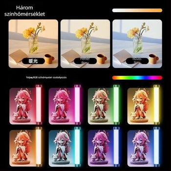 LED töltőfény RGB színváltóval, három színhőmérséklettel, kevesebb mint 10 W, ≤36 V, hálószoba, selfie és élő közvetítés háttérhez