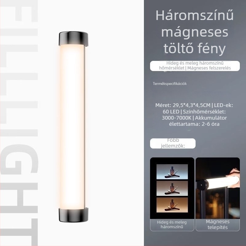 LED töltőfény RGB színváltóval, három színhőmérséklettel, kevesebb mint 10 W, ≤36 V, hálószoba, selfie és élő közvetítés háttérhez