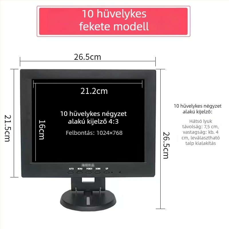12HS LCD számítógépes monitor — felbontás 1280x800, LCD kijelző, csomagolási lehetőségek 1–4