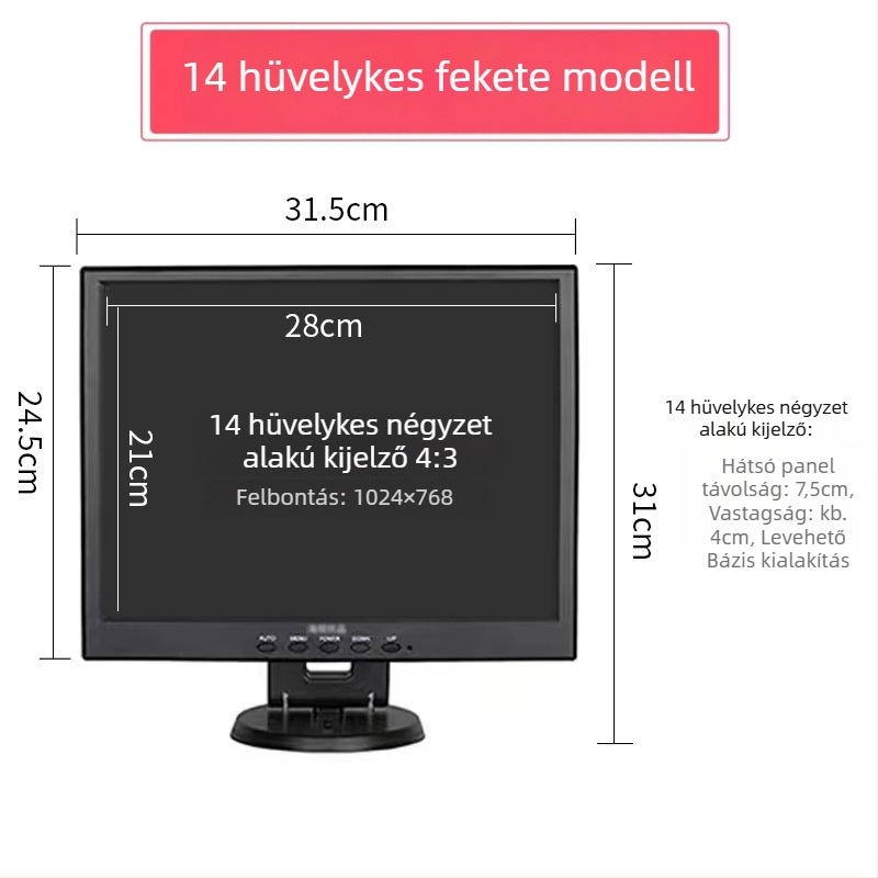 12HS LCD számítógépes monitor — felbontás 1280x800, LCD kijelző, csomagolási lehetőségek 1–4