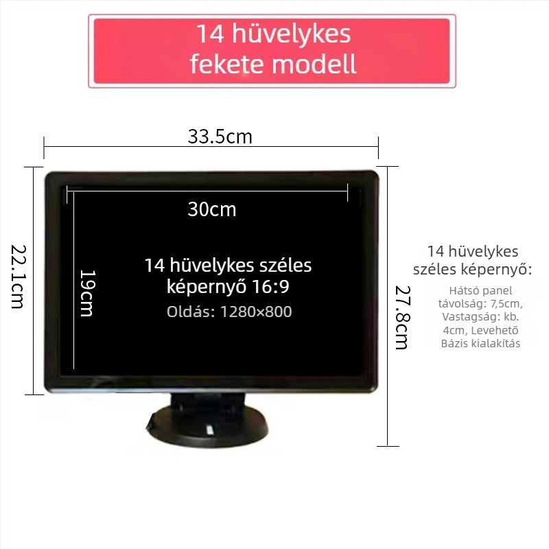 12HS LCD számítógépes monitor — felbontás 1280x800, LCD kijelző, csomagolási lehetőségek 1–4