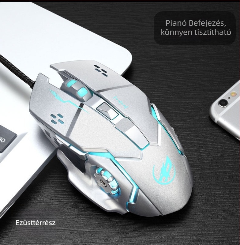 Fire Wolf USB mechanikus gaming billentyűzet és egér készlet, vezetékes, makróprogramozás, 3200 DPI, ergonomikus, vízálló, 1.8 m kábel