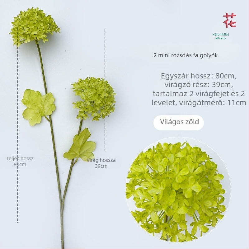 Kétfejű műanyag hortenzia esküvői és szállodai dekorációkhoz; műanyag viráganyag.