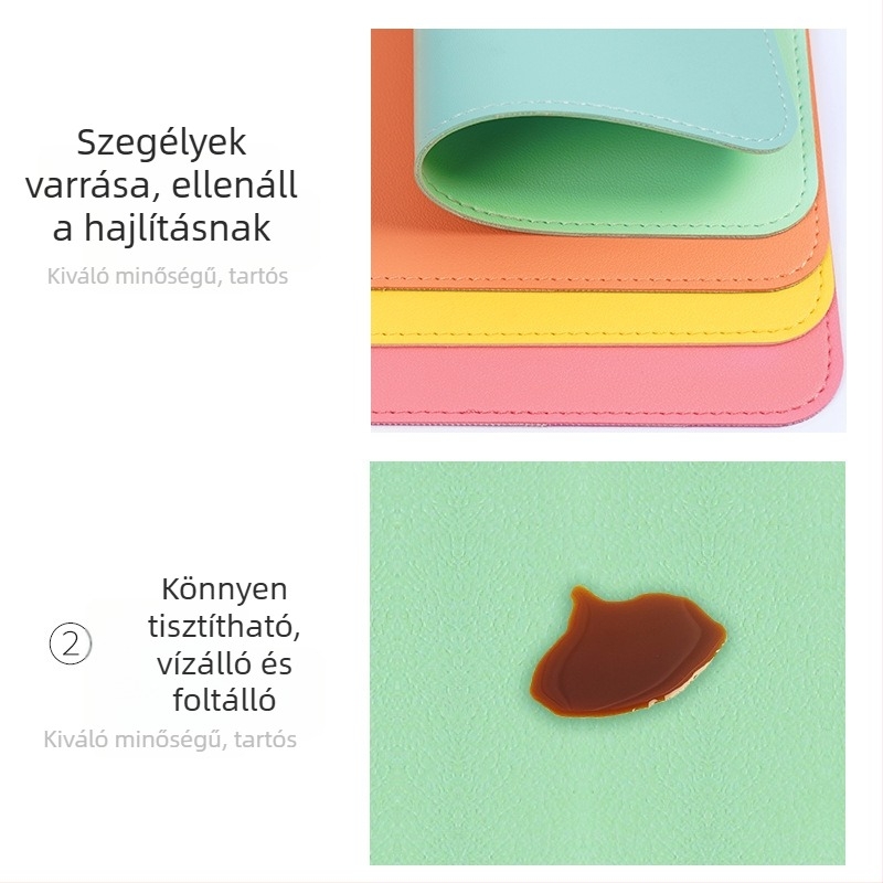 Bőr kétoldalas egérpad, modell SA52801, vízálló asztali párna, logóval ellátva