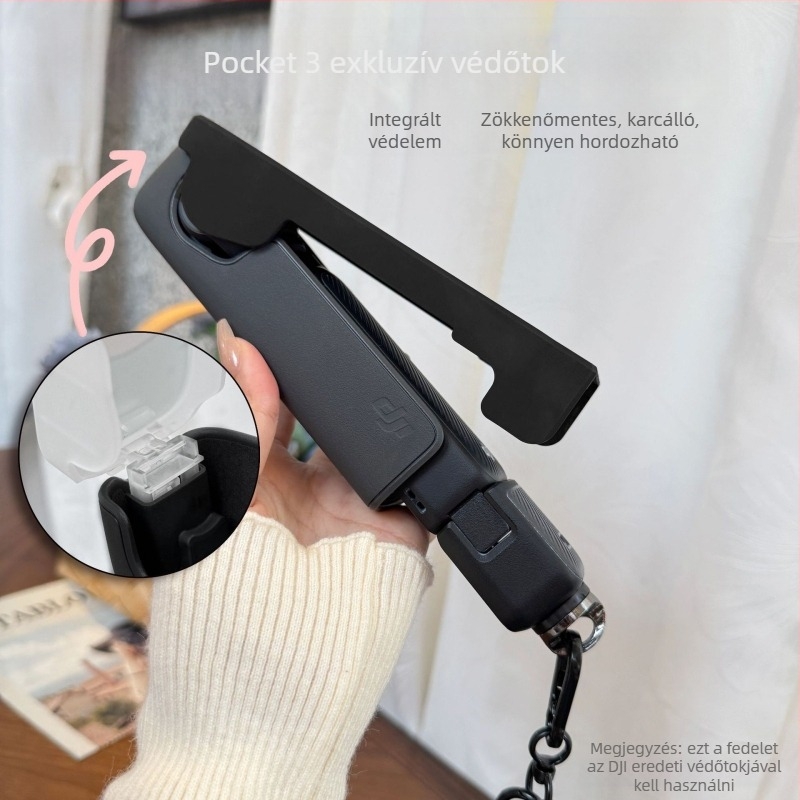 DJI Pocket 3 védőtok velúr anyagból, lencsefedél, egyéni logó, országos garancia