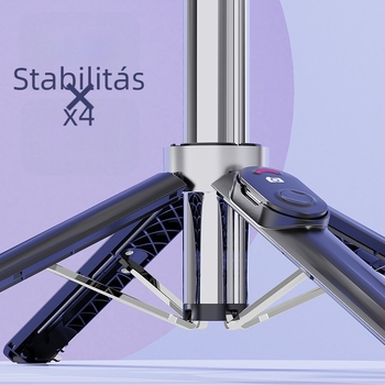 Négylábú másodgenerációs élő közvetítésre szánt telefontartó állvány Bluetooth távirányítóval és beépített fényforrással