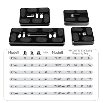 Univerzális SLR kamera gyorskioldó lemez – alumíniumötvözet, Pu board sorozat, teher 2–5 kg