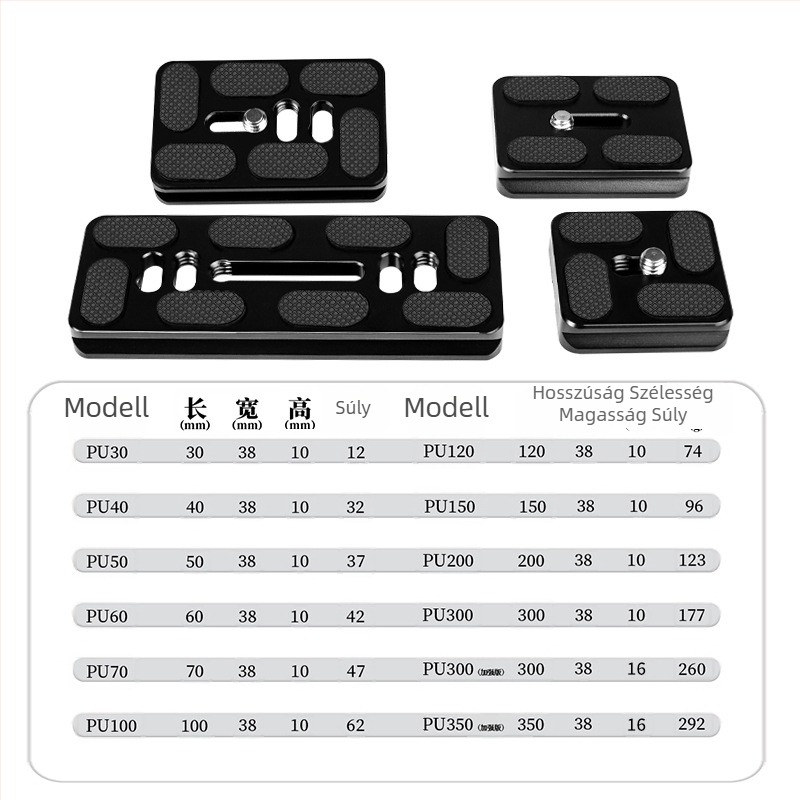 Univerzális SLR kamera gyorskioldó lemez – alumíniumötvözet, Pu board sorozat, teher 2–5 kg