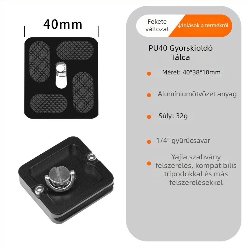 Univerzális SLR kamera gyorskioldó lemez – alumíniumötvözet, Pu board sorozat, teher 2–5 kg