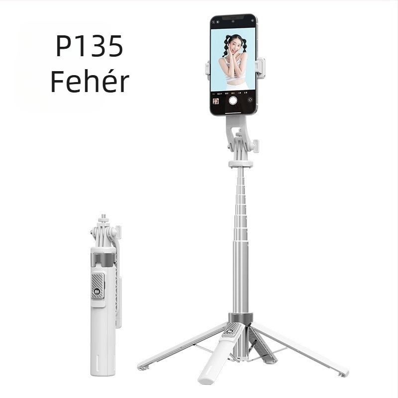Bluetoothos szelfi pálca világítással, alumínium ötvözet cső, leválasztható gimbal, négylábú állvány kamera és okostelefonhoz