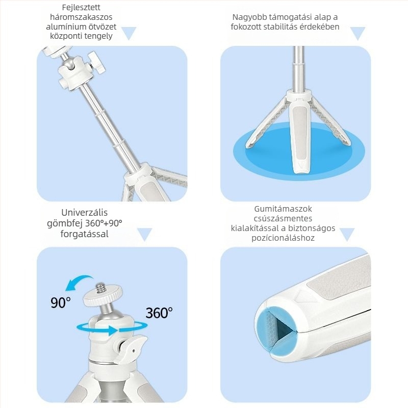 Mini összecsukható asztali trípód mobiltelefonhoz és tükör nélküli kamerához, alumíniumötvözet