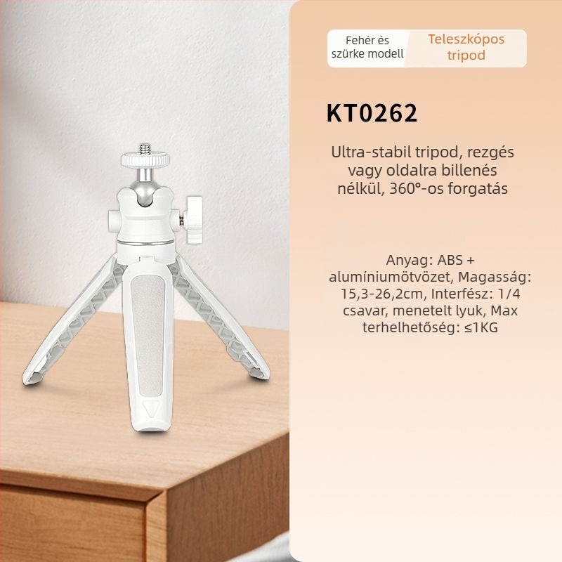 Mini összecsukható asztali trípód mobiltelefonhoz és tükör nélküli kamerához, alumíniumötvözet