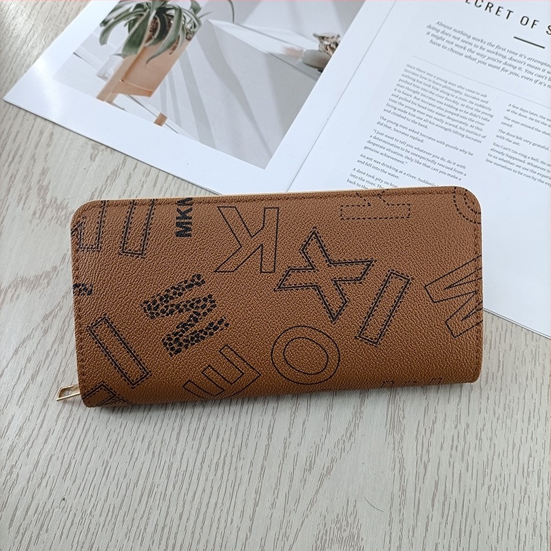 Enfa hosszú női pénztárca betűs mintával – városi minimalista stílus, PVC külső, belső poliészter, vízálló