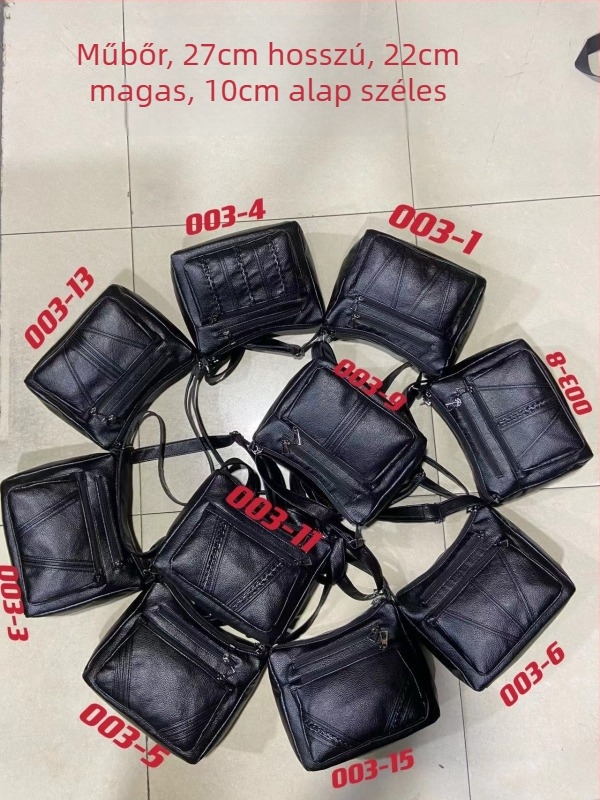 Női PU oldaltáska — vízszintes négyszög alak, cipzáras záródás, poliészter bélés, belső zsebek: cipzáras zseb, telefonzseb, személyi igazolvány zseb, kamera zseb