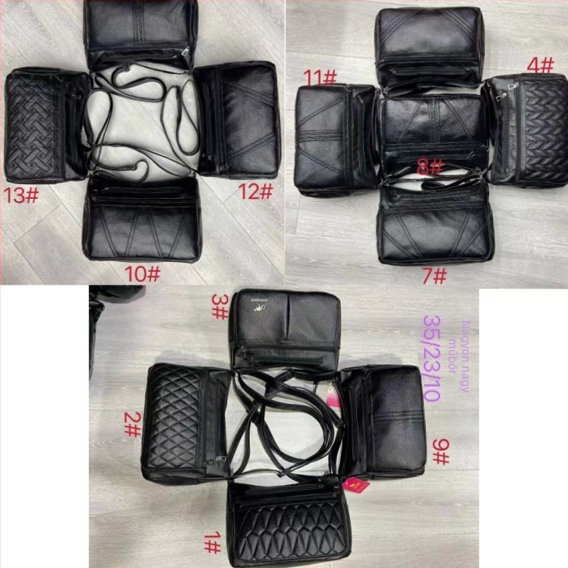 Női PU oldaltáska — vízszintes négyszög alak, cipzáras záródás, poliészter bélés, belső zsebek: cipzáras zseb, telefonzseb, személyi igazolvány zseb, kamera zseb