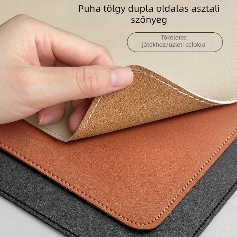 Nagy méretű, dupla oldalú parafa- és bőr egérpad az asztalhoz, 60x30 cm, csúszásmentes felülettel