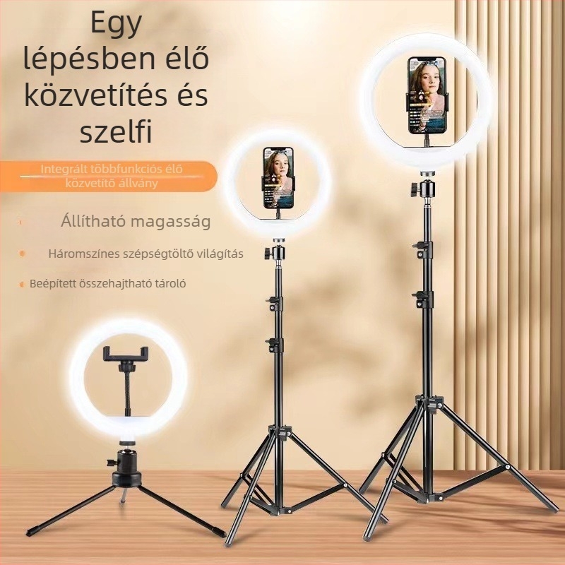 Gyűrűs fény élő közvetítéshez és fotózáshoz (36W, 12V, 2500-9900K, A-45 modell, távirányító)