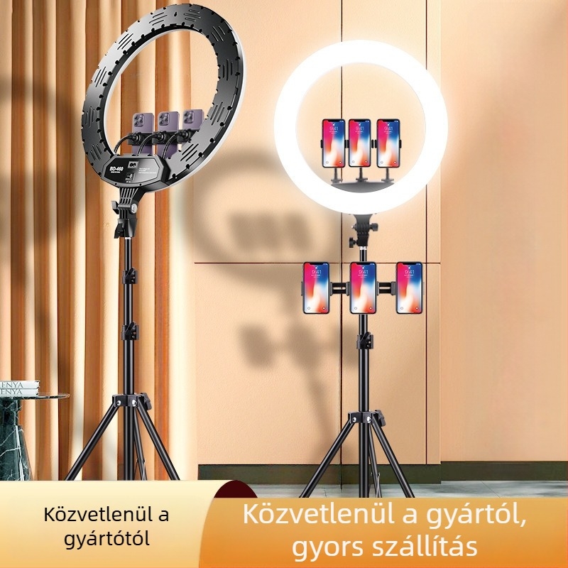 Gyűrűs fény élő közvetítéshez és fotózáshoz (36W, 12V, 2500-9900K, A-45 modell, távirányító)