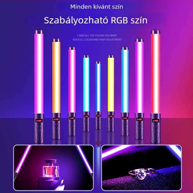 HM-BD hordozható fotóvilágítás RGB LED-del, 10W, fényerő-szabályozható, független tápegység Type-C-vel, 1–2 m hatótávolság