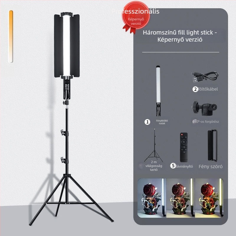 HM-BD hordozható fotóvilágítás RGB LED-del, 10W, fényerő-szabályozható, független tápegység Type-C-vel, 1–2 m hatótávolság