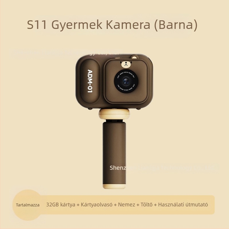 Gyerek kamera S11 – LCD 2.4''; TF-kártya tárhely; akkumulátor üzemideje 1–3 óra; funkciók: videó, fényképek, időzítő, játékok