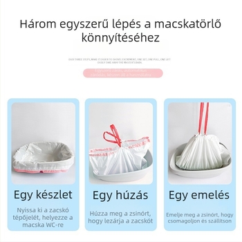 Macskaalom zacskó kötős zsinórral és fogantyúval, vastított HDPE, gördülő kivitel