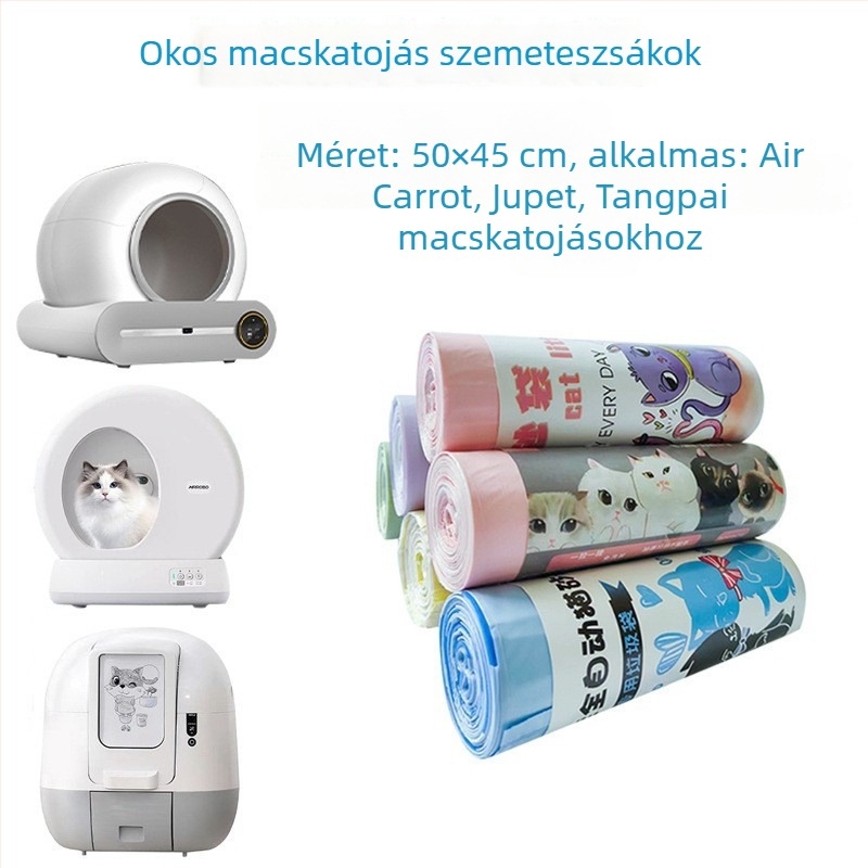 Macskaalom zacskó kötős zsinórral és fogantyúval, vastított HDPE, gördülő kivitel