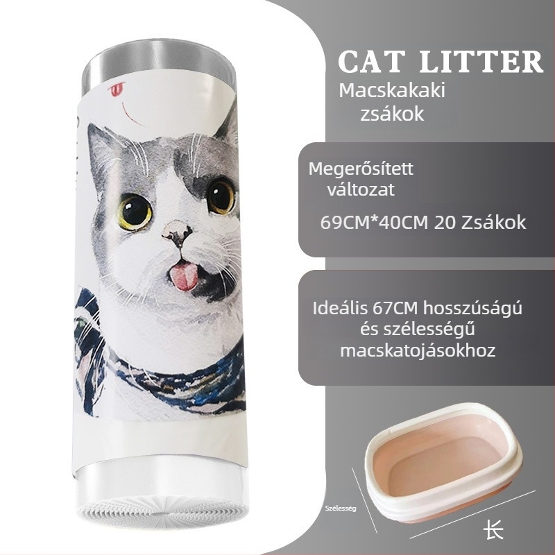 Macskaalom zacskó kötős zsinórral és fogantyúval, vastított HDPE, gördülő kivitel