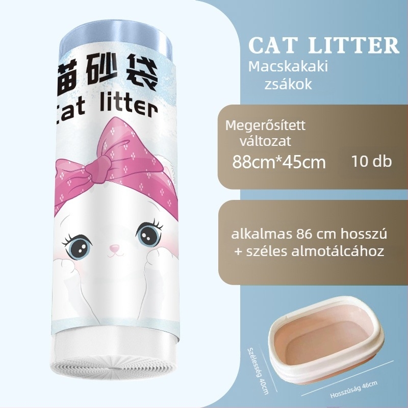 Macskaalom zacskó kötős zsinórral és fogantyúval, vastított HDPE, gördülő kivitel