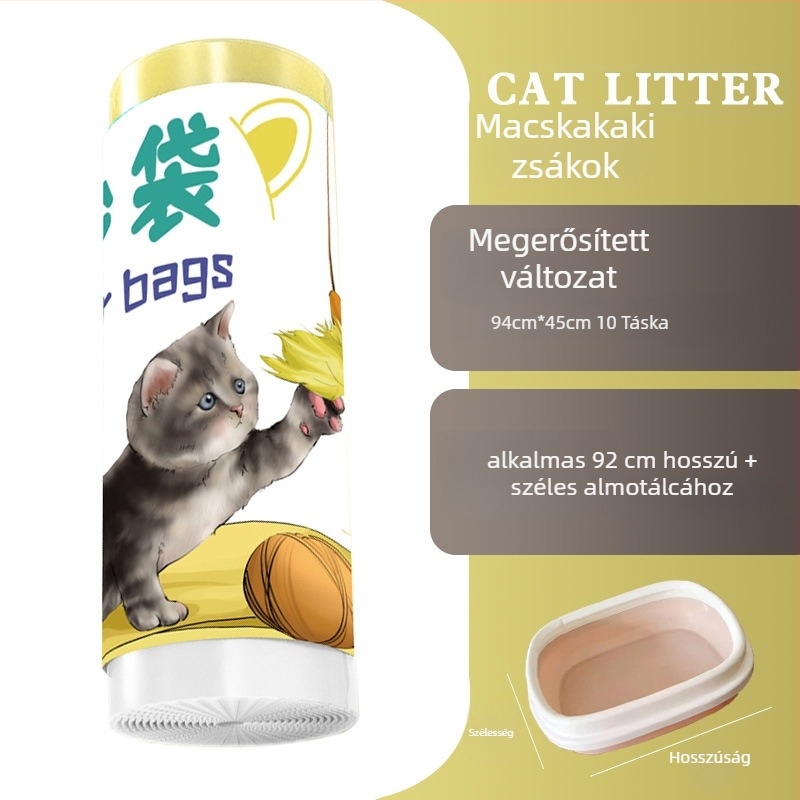 Macskaalom zacskó kötős zsinórral és fogantyúval, vastított HDPE, gördülő kivitel