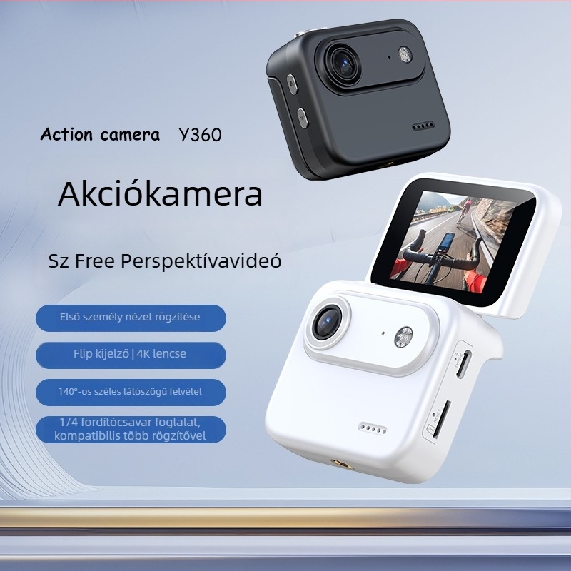 Y360 sportkamera forgatható kijelzővel, 4K videó, képstabilizáció, 143° széles látószög, 2,0 hüvelykes LCD