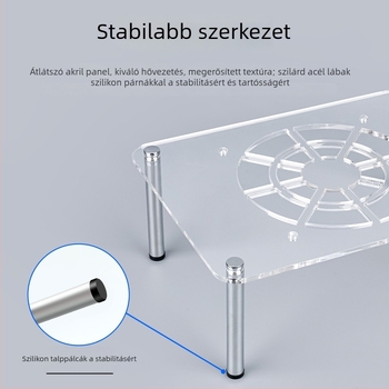 Routerhez és modemhez való hűtőalap | ABS anyag | 2 hőcső | 2 USB port | levegőalapú hűtés | csendes kialakítás
