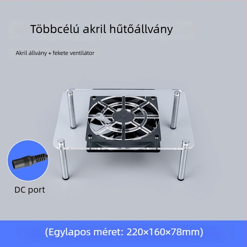 Routerhez és modemhez való hűtőalap | ABS anyag | 2 hőcső | 2 USB port | levegőalapú hűtés | csendes kialakítás